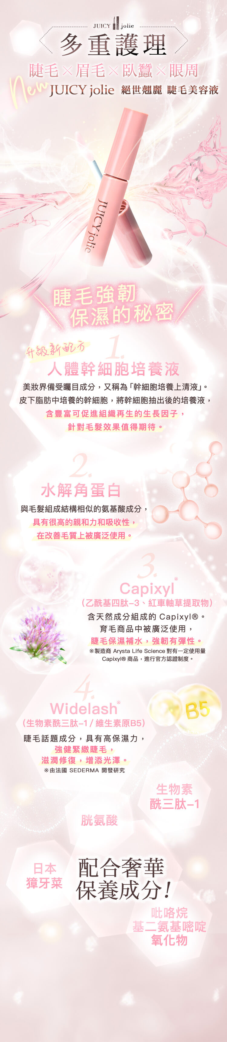 多重護理 睫毛×眉毛×臥蠶×眼周 JUICY Jolie 絕世翹麗 睫毛美容液
