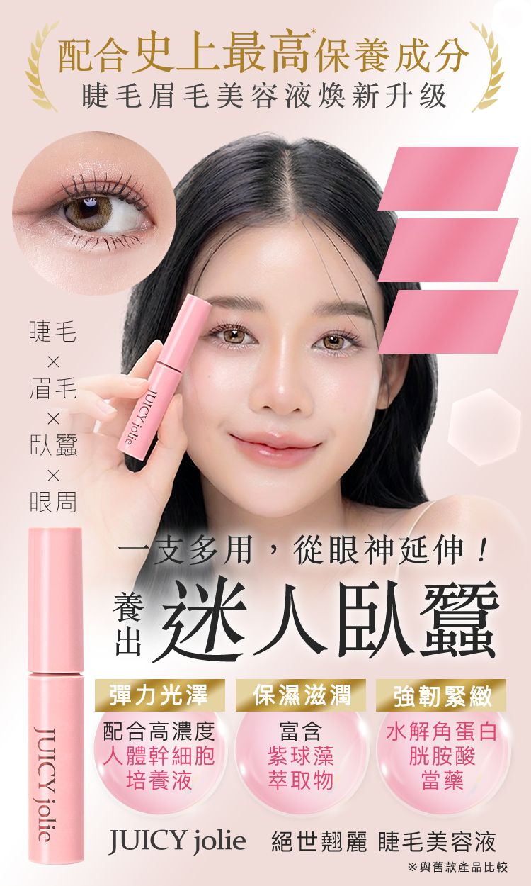 一支多用，從眼神延伸！養出 迷人臥蠶 JUICY jolie 絕世翹麗 睫毛美容液